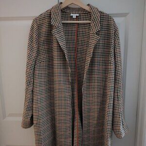 NWOT J.Jill Sonoma Houndstooth Duster |  Petite Large | Dark Oatmeal